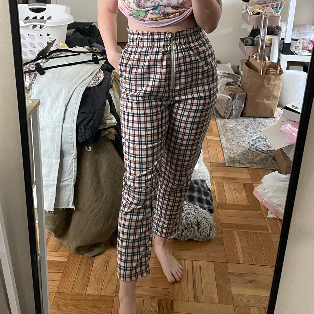 plaid high waisted pants